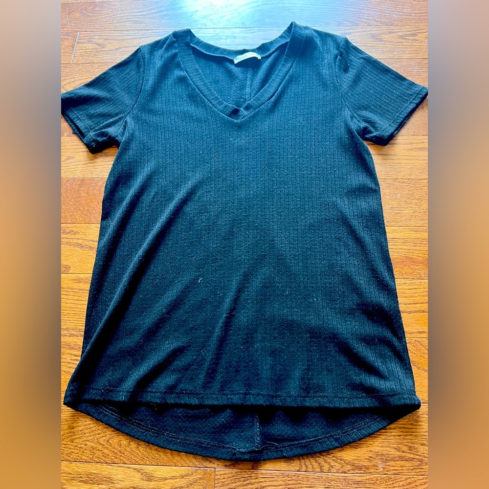 V-Neck Tee with Button Detail Down Back